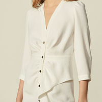 Sandro Kleid Ecru Gr. 36 FR / S Damen V-Ausschnitt Minikleid Kurz SFPRO01739