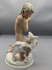 Large 1935s German Hutschenreuther Porcelain Figurine Girl with a Kid 8.5  Rare