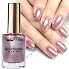 Tinovo Uno Nail Polish Metallic Rose Gold Nail Strengthener Fast Drying Mirror N