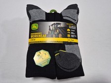 John Deere Mens Work Performance Cushioned Crew 8 Pairs Socks SIZE 6-12