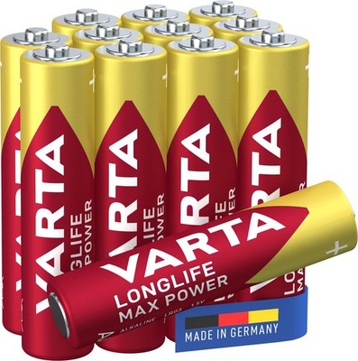 Batterien AAA, 12 Stück 8+4, Longlife Max Power  Alkaline Micro Batterien LR0...