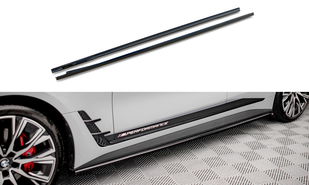 Rajouts de bas de caisse V2 BMW i4 M G26 en noir brillant Maxton