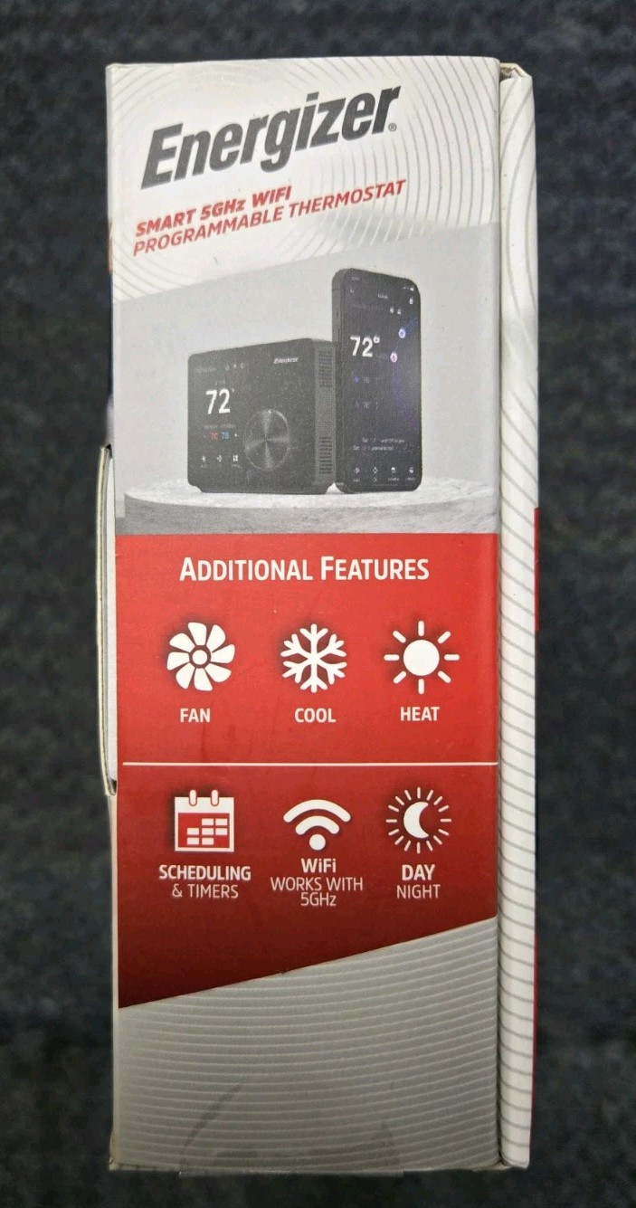 Energizer Smart 5GHz Wifi Programmable Touchscreen Thermostat  ETC6-1001-BLK NEW