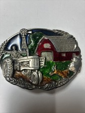 tractor belt buckle With Red Barn