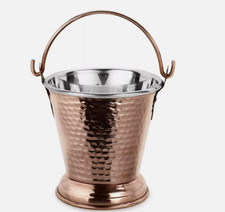 Traditional Hammered Copper Stainless Steel Bucket 1L Ice/Serving Balti Dish
