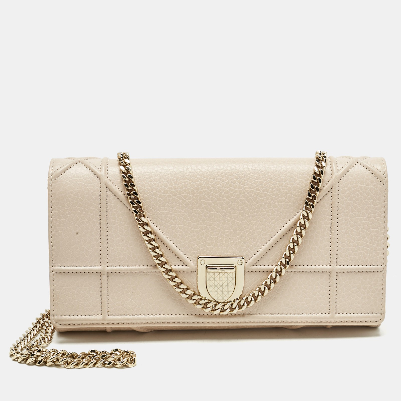 Dior Blush Pink Leather Diorama Wallet on Chain