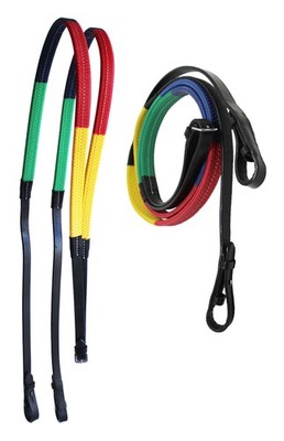 54'' Horse English Black Leather Rubber Grip Schooling TRAINING Reins 805LR07