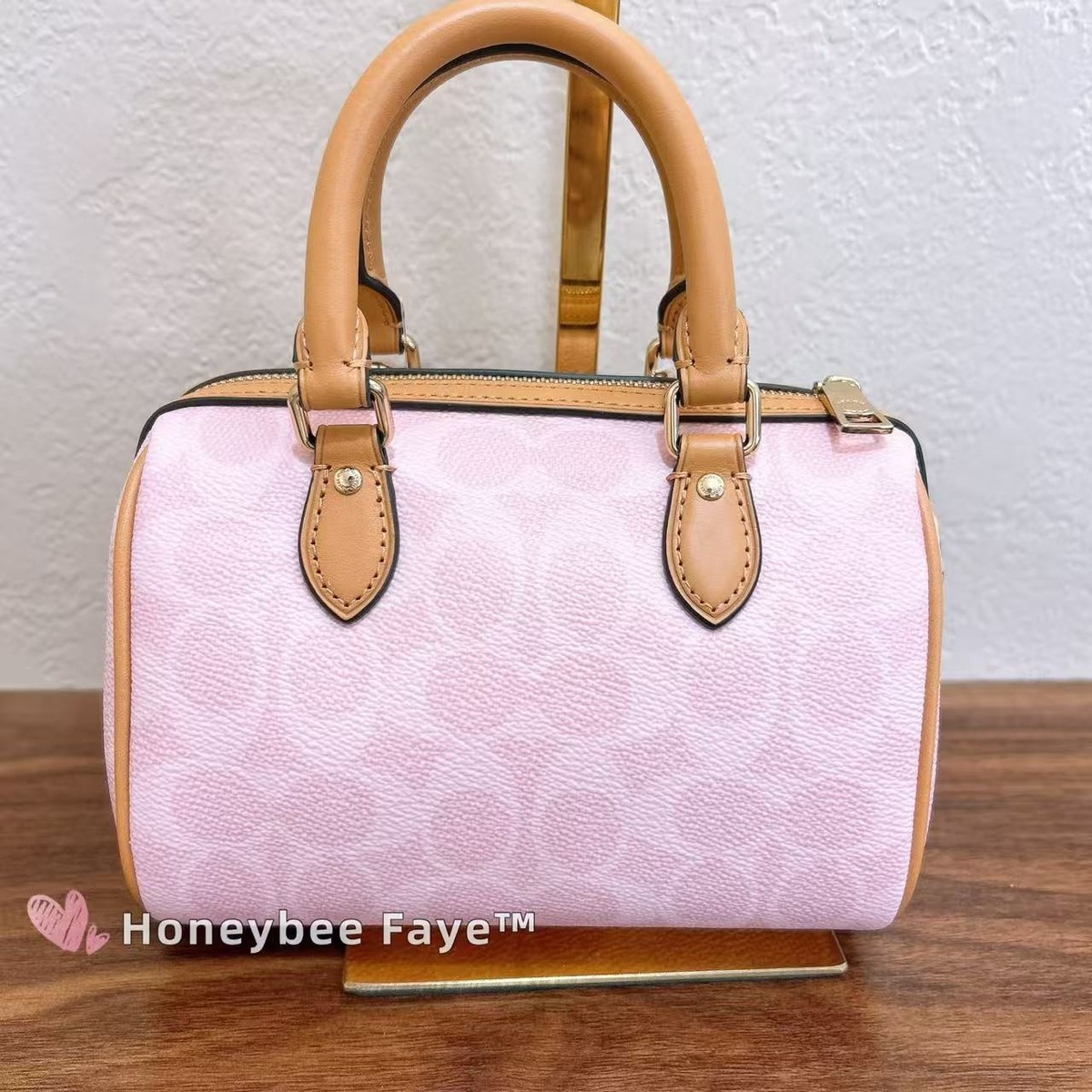NWT Coach Mini Rowan Crossbody Bag In Signature Canvas Powder Pink