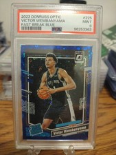 Panini 2023-24 Donruss Optic Victor Wembanyama #225 Fast Break Blue 32/49 PSA 9
