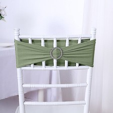 10 Eucalyptus Green Spandex CHAIR SASHES with Silver Round Buckles Wedding