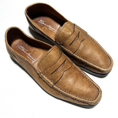 Santoni Ascott British Tan Men s Leather Penny Loafers Size 11