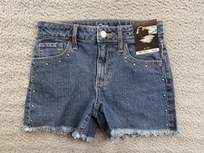 art class Denim Shorts Girls Medium 8 Blue High Rise Relaxed Studded Raw Hem