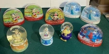 Lot Of 9 SNOW GLOBES DOMES,6 DISNEY 2 MICKEY,2 SNOW WHITE,SPIDERMAN,MINNIE + 3
