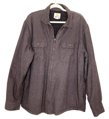 Field & Stream Jacket Mens XL Gray Flannel Sherpa Lined Full Zip Front Outdoor