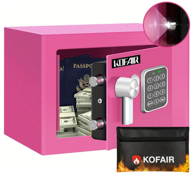 Safe Box 0.23 Cu.Ft for Home, Fireproof Bag, Key/Digital Lock, Mini Cash Box