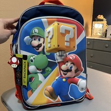 Mochila Nintendo Super Mario Niños "Gametime" Azul - Mario, Luigi, Yoshi. ¡NUEVO CON ETIQUETAS!