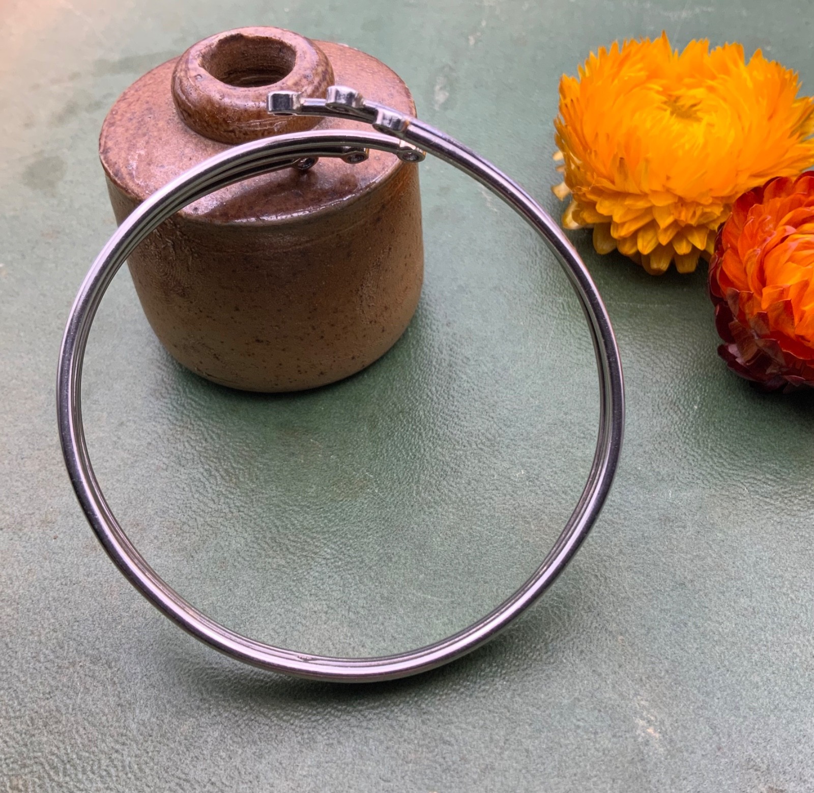 Modernist Solid Sterling Silver Bangle 925 Cubic … - image 3