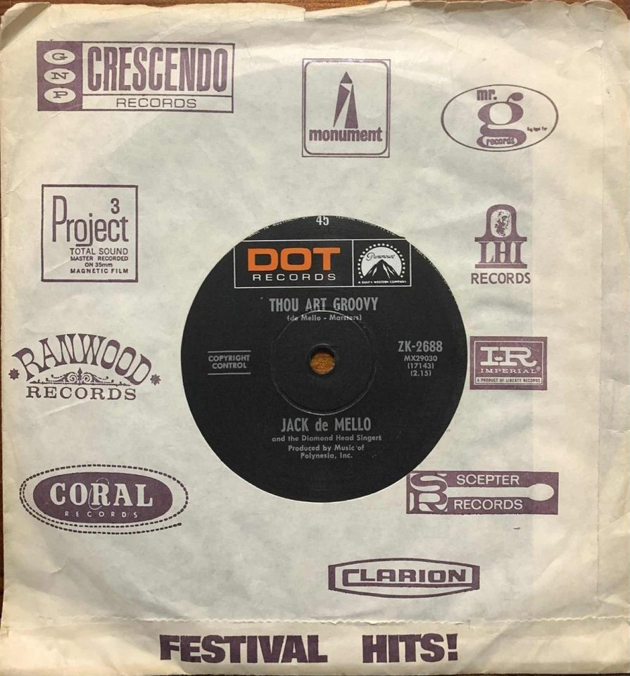 Jack de Mello - March Of The Waikiki Wiggle Watchers Society 1968 Dot Oz 45 - Image 2 of 2