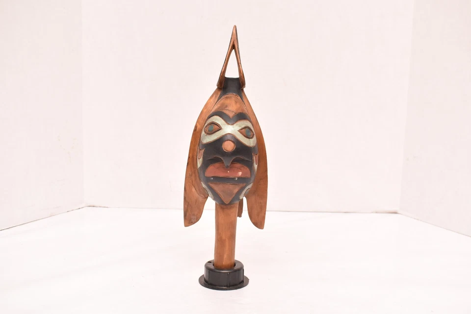 SONAJERO TLINGIT DE COLECCIÓN COSTA NOROESTE, CEREMONIAL Efigie de Pájaro 12.5" Largo Tribal Foto 2 de 4