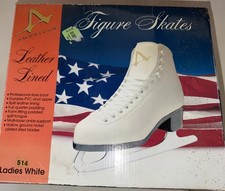 American Figure Skates Womens SZ 1 White Great Pre-Owned Box is Rough Style 514