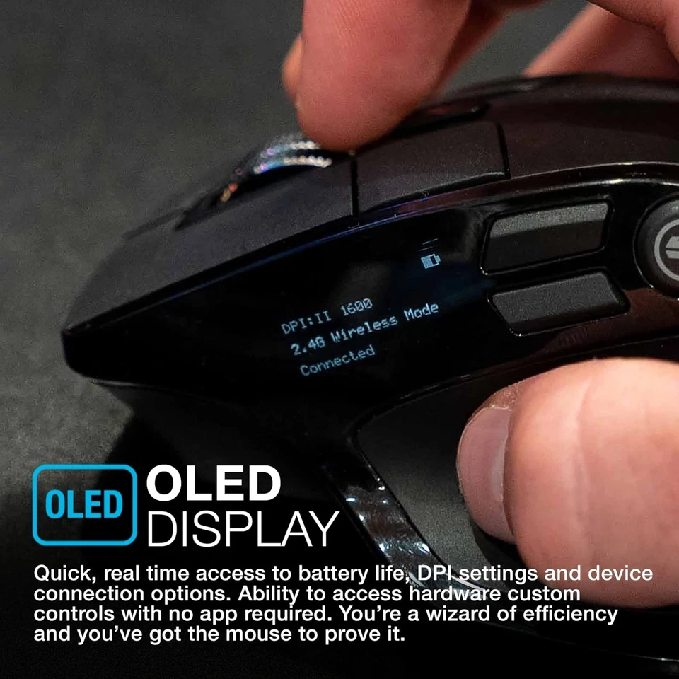 JLab Epic Bluetooth Mouse, Rechargeable Wireless Mouse with OLED Display - Tri-M - Image 4 of 4