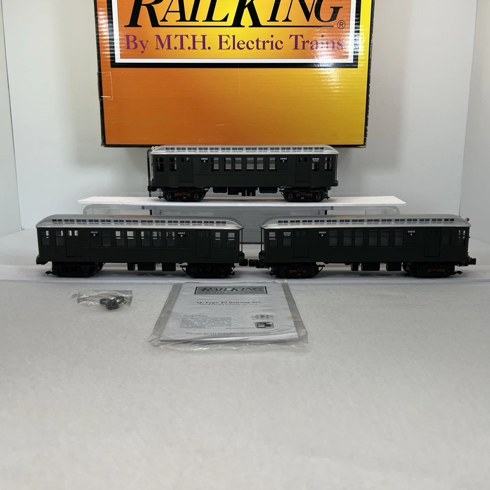 MTH RailKing 30-2759-1 New York Transit Green Q Type 3Car Subway Set PS.2 O Used - Image 2 of 4