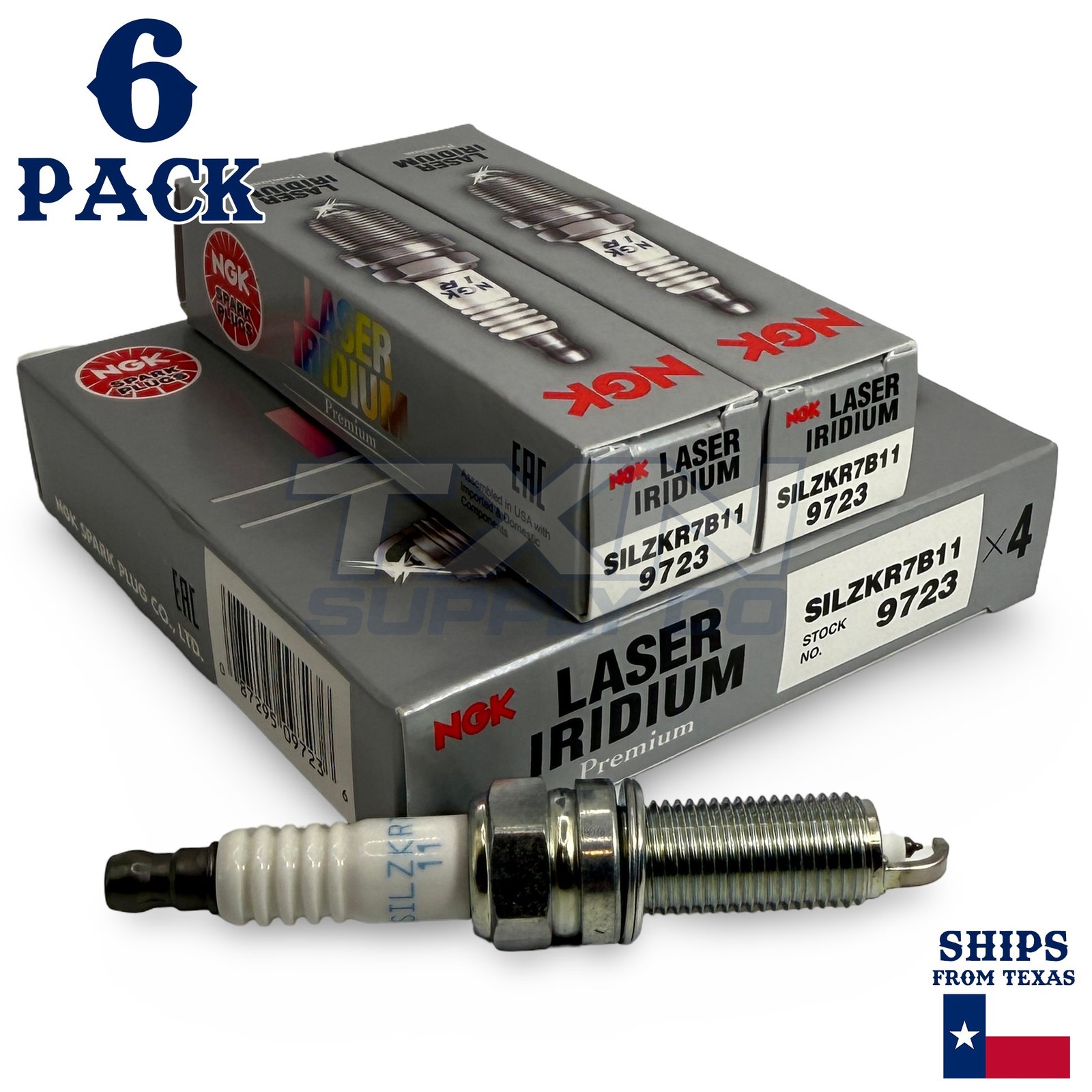 6 Pack NGK V-Power 9723 Spark Plugs SILZKR7B11
