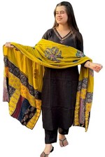 Women's Cotton Blend Embroidered Straight Kurta with Pant  Dupatta