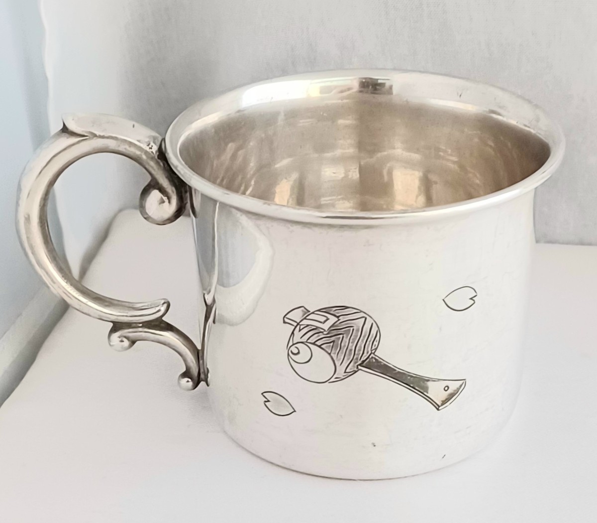 Japanese 950 Sterling Decorated Baby Cup- 2