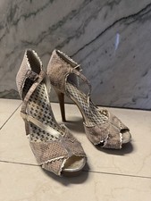 Jessica Simpson Synthetic Animal Print Open Toe Ankle Strap Stiletto Heels 6.5