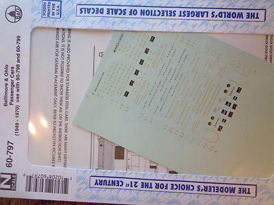 Microscale Decal N  #60-797 Baltimore & Ohio Passenger Cars (1949-1970)
