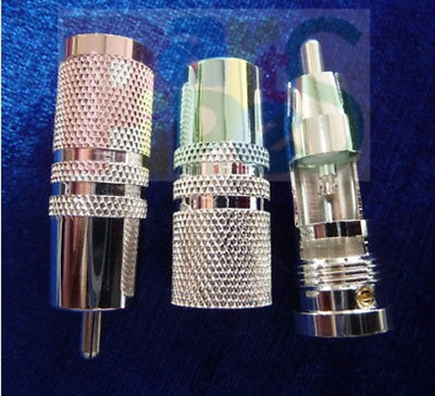 pair Pure Copper OFC Silver-Plated RCA Connector Plug for DIY Audio Cable 10mm