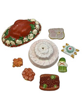 Vintage 1950  s Celluloid Play Pretend Food Lot Gelatin Salad Turkey Hot Dog Ham