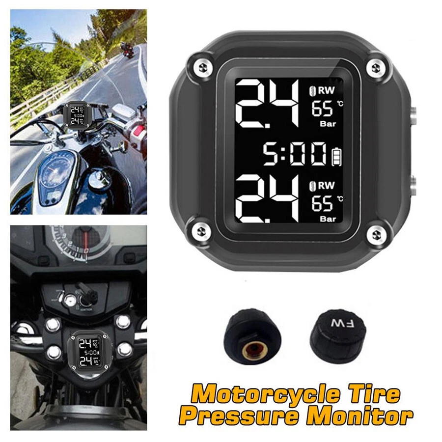 Sistema inalámbrico de monitor de presión de neumáticos TPMS para motocicleta pantalla portátil con sensor Foto 3 de 4