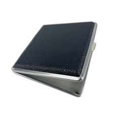 Pu Leather Cigarette Case Men Black Portable Double Sided Clip 20 Cigarette