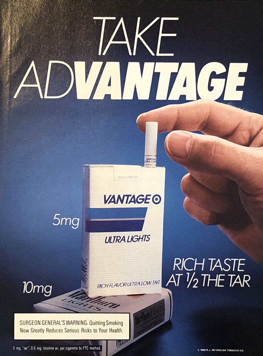 vantage cigarettes near me 1989 Vantage Ultra Lights Cigarettes PRINT AD Marb Lights Take Advantage  VTG 80s