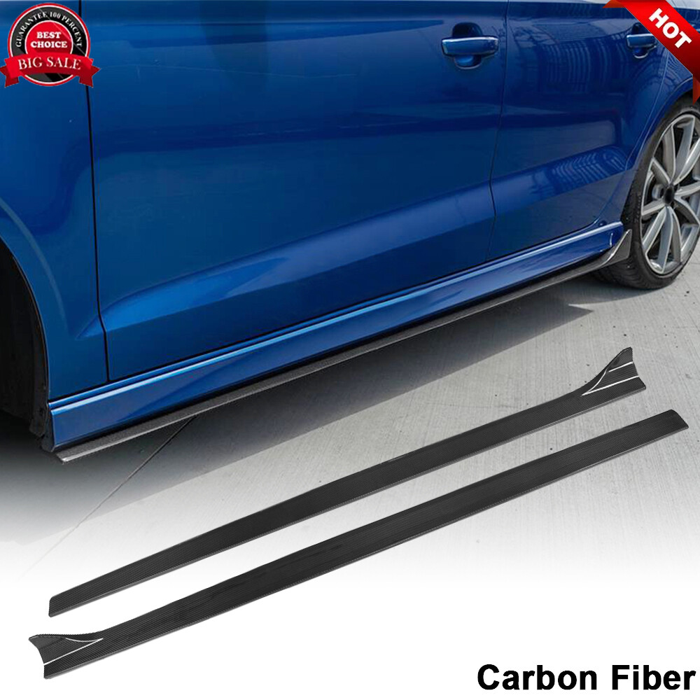 For Audi A3 Sline S3 Sedan 2014-19 REAL CARBON Side Skirts Extension Lip Spoiler