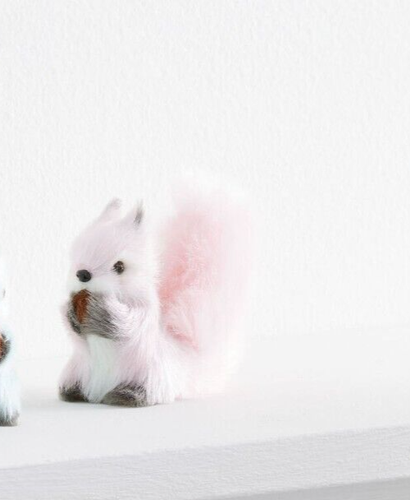 Chipmunk Pink Mini Pastel Faux Fur Decor World Market Christmas or Spring Easter - Picture 2 of 2