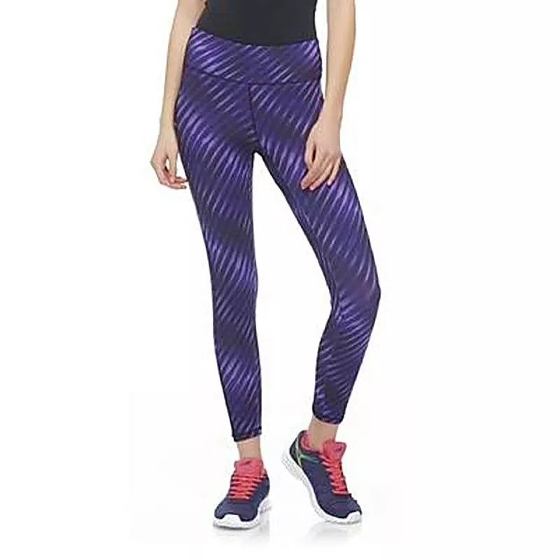 Everlast Purple Striped Athletic Yoga Active Ankle Leggings