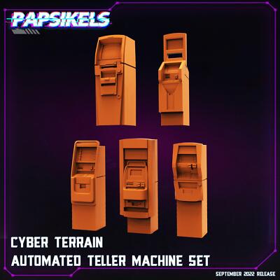3D Printed Papsikels Cyberpunk Sci-Fi Cyber Terrain Automated Teller Machine Set