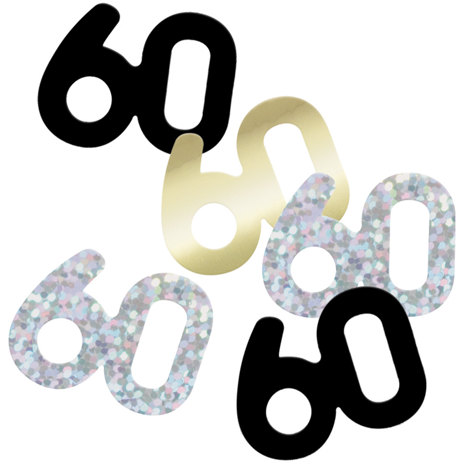 60th Birthday Confetti Party Decoration Table Sprinkles Age 60 Black Silver Gold
