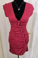Leon Max Limited Edition Dress Pure Silk Lined Ruched Cocktail Dress Size Sz XS