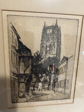 Willy Scholz 1899-1965 Signed Etching Gothic Hall Church Mary Dedicated Münster