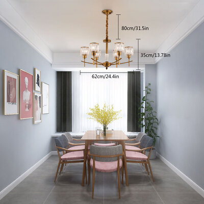 Modern Crystal Chandeliers Dinning Bedroom 6-Light Pendant LED Ceiling Lamp 265V
