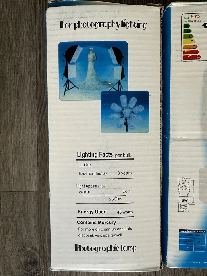 Lot Of 2 Soft White Compact Flourescent (CFL) Bulb 45W Daylight Balanced, Photo - Image 2 of 4