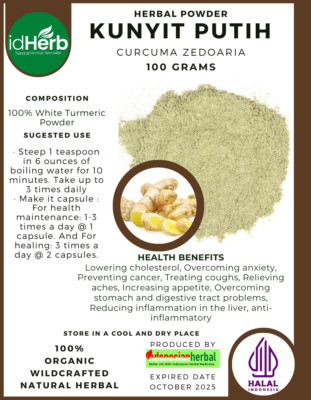 [idHerb] POWDER KUNYIT PUTIH Curcuma zedoaria NATURAL HERBAL ORGANIC FRESH