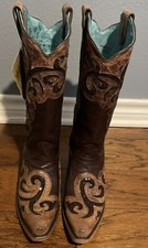 Corral Laser Cut  Sequined Inlay Cowboy Boots Size 8 New w/Box