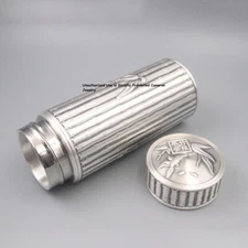Solid S999 Fine Silver Drinking Cup Carved Safe Bamboo Water Bottle 75g 5.6in