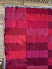 CRISPINA FFRENCH HANDMADE WOOL Sewn Red Purple Green Trim BLANKET THROW Upcycle — photo 3