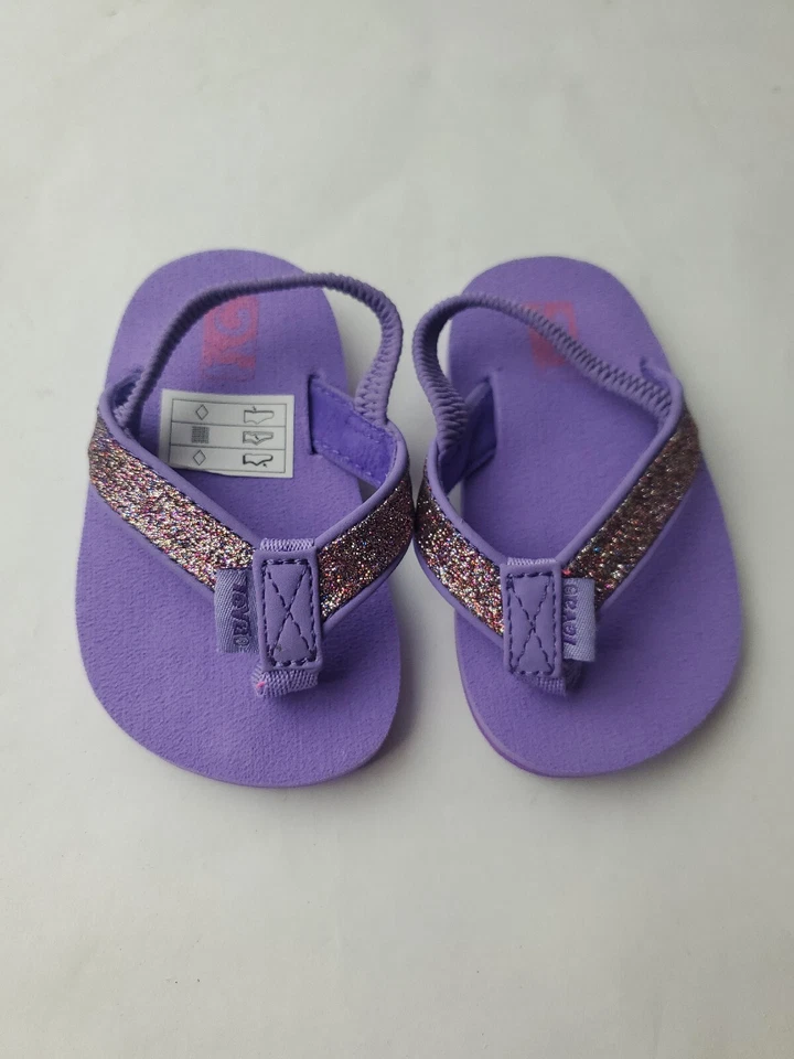 Teva Toddler  Purple And Silver Glitter Slide Rubber  Sandals Size 4C - Image 4 of 4